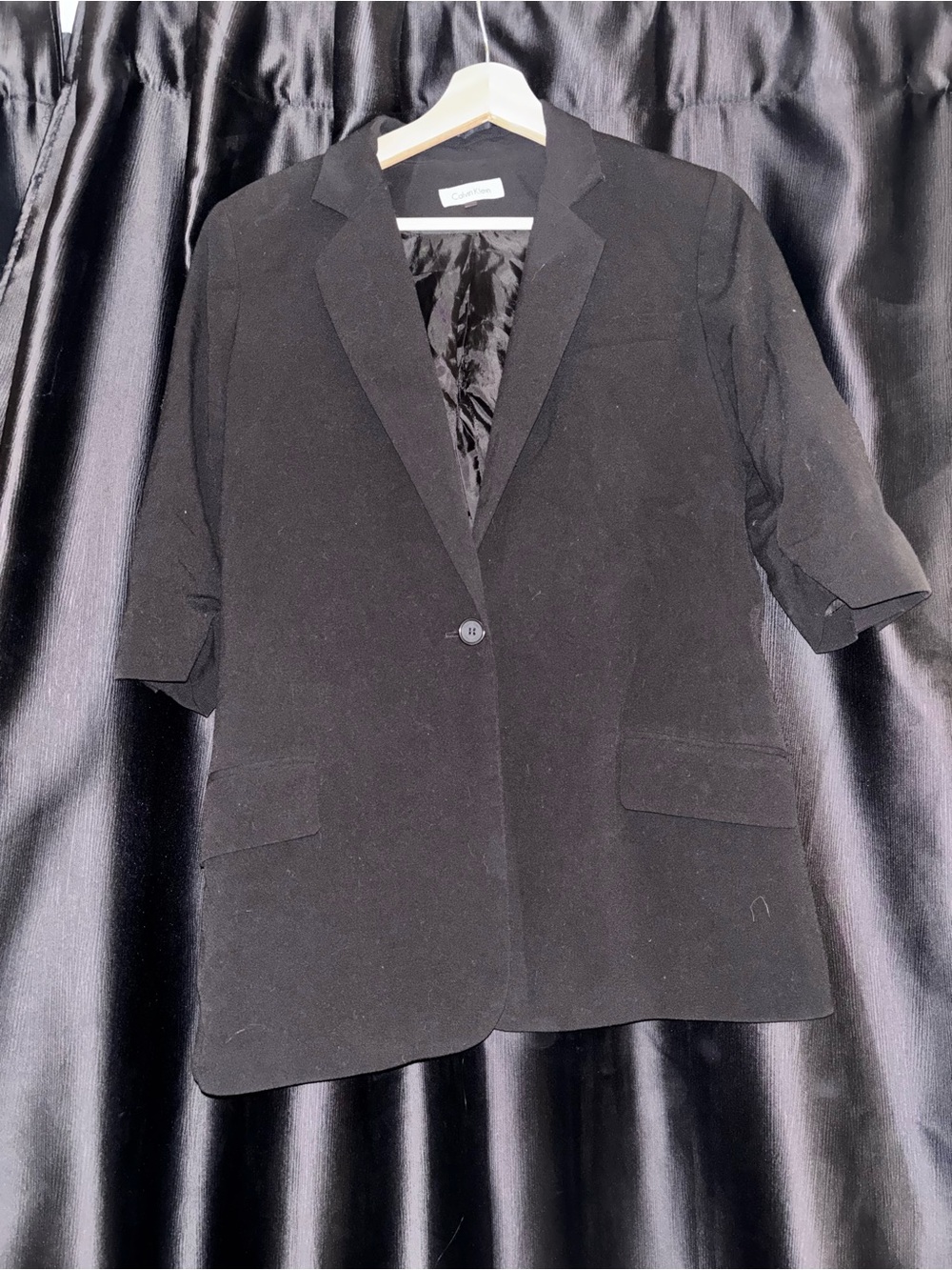 Calvin Klein Black Short-Sleeve Single-Button Blazer
